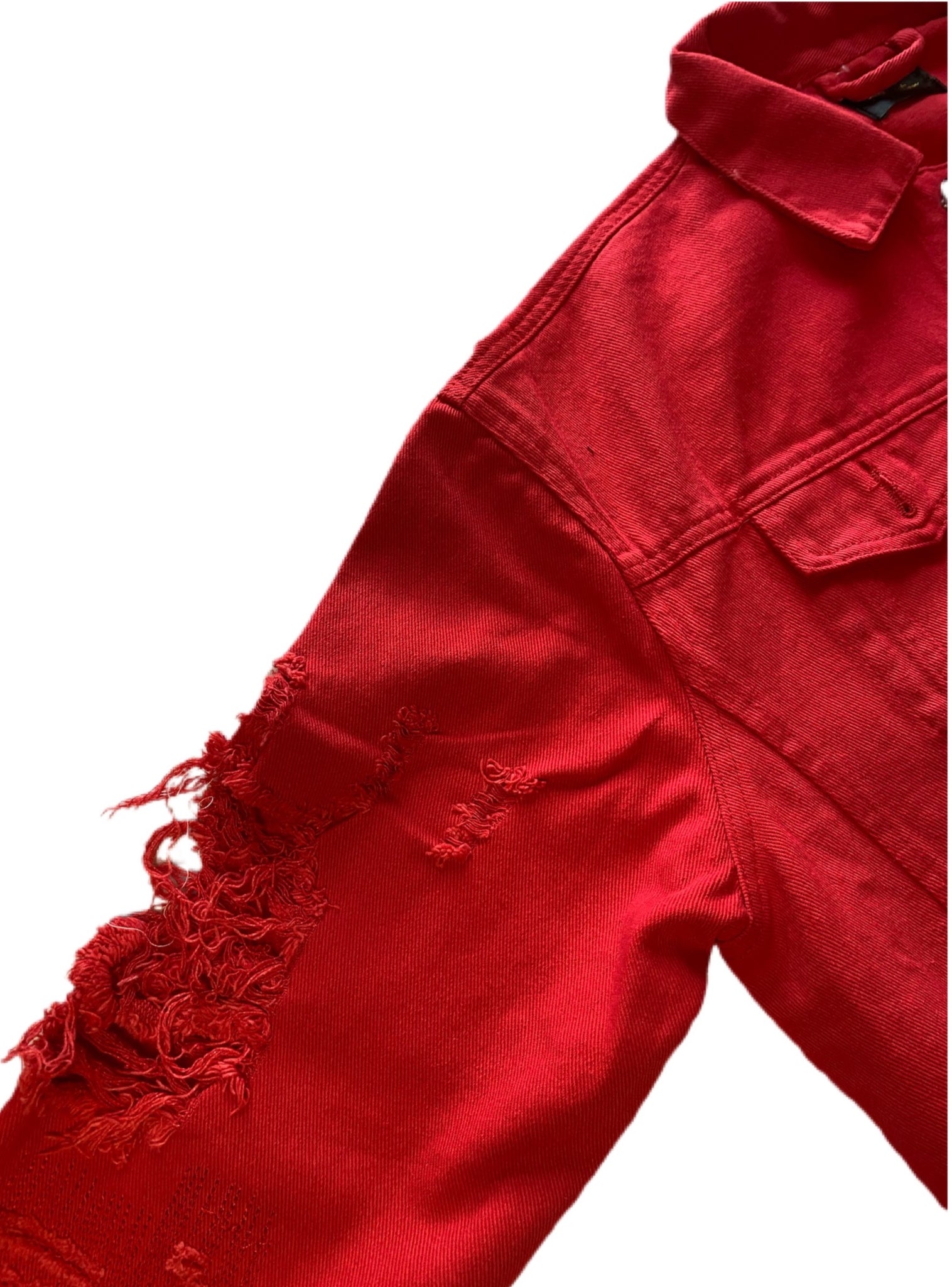 Distressed Jean Jacket (RED)